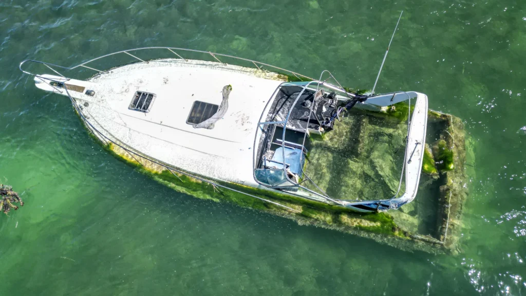 Overhead view of a catamaran