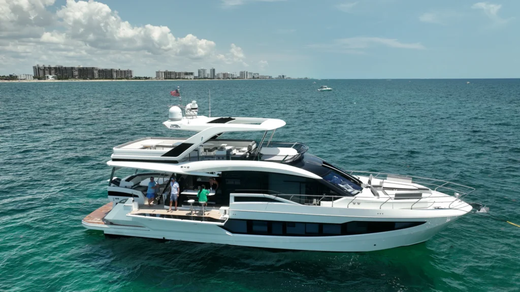Motor yacht viewed from the side