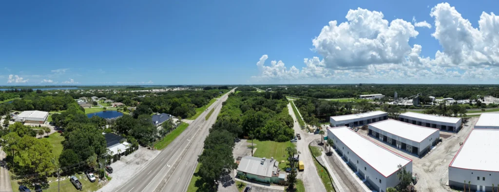 Commercial buildings and surrounding roads