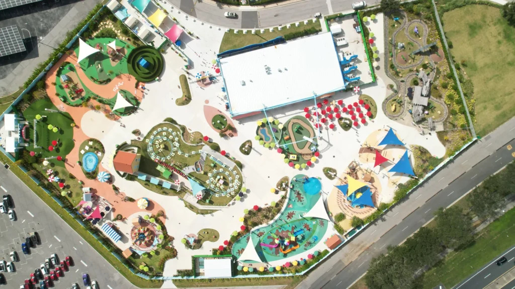 Overhead view of an outdoor recreation venue