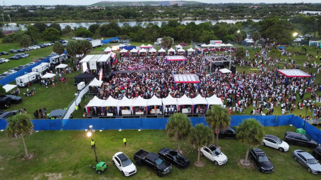 Outdoor performance stage and audience area
