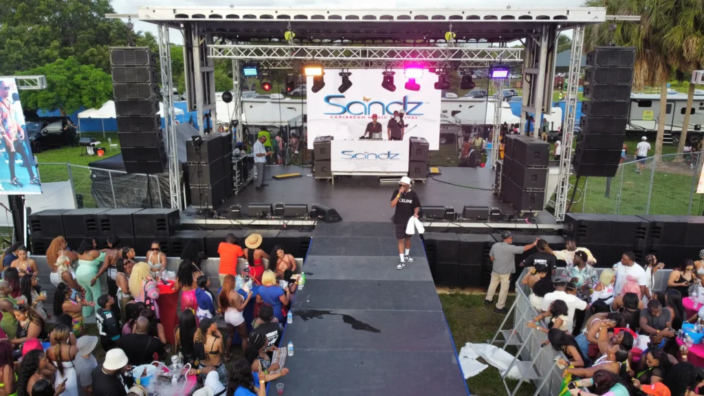 Closer view of an outdoor stage and audience
