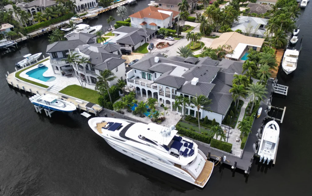 Waterfront residences and adjoining docks