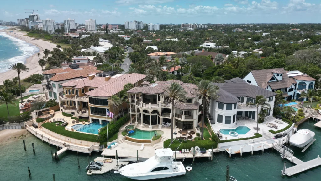 Waterfront homes and moored boats