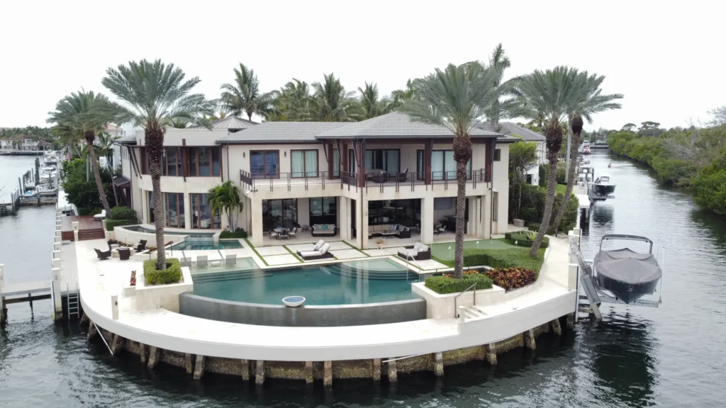 Waterfront home with pool and dock