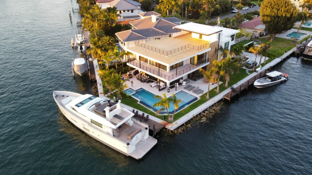 Waterside residence and moored boat